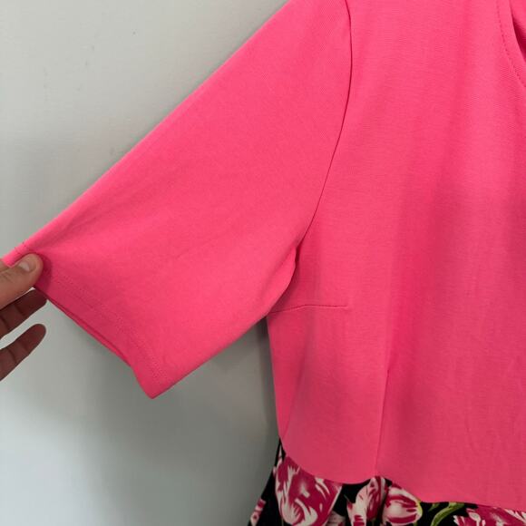 Oxiuly Fashion Pink Floral Swing Dress Size XL Rayon & Polyester Blend - Picture 4 of 7
